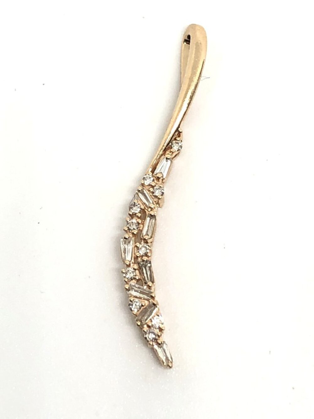 LeVian Feather 14K Rose Gold Baguette Stones Le Vian Nude Diamond Pendant